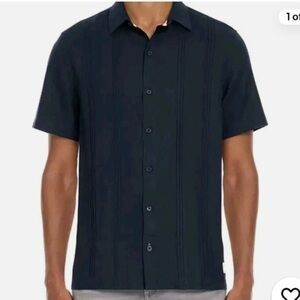 Scotch & Soda Men’s Linen Blend Navy Short Sleeve Shirt Size XL